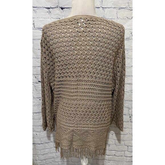 Avenue Women's Brown Crochet Cardigan Sweater Boho Coastal Size 22 24 Plus Size - Picture 3 of 5